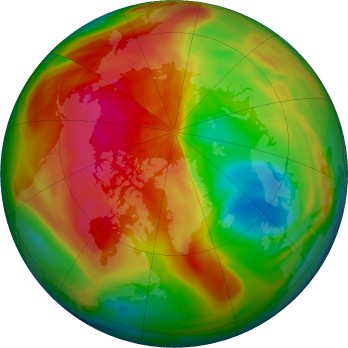 Arctic ozone map for 2025-03-17